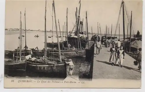 F 56170 QUIBERON, Le Quai de Pecheurs a Port-Maria, Fischerboote / Fishing Boats, Louis Levy, ca. 1910