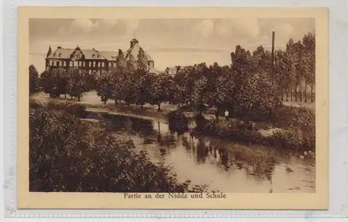 6000 FRANKFURT - NIED, Partie an der Nidda und Schule,