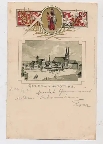 8262 ALÖTTING, Gruss aus..., Präge-Lithographie