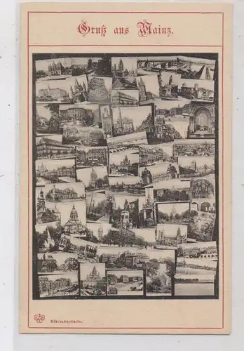 6500 MAINZ, Mikrokarte mit über 50 Ansichten, ca. 1905