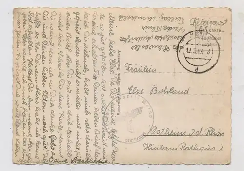 0-6518 WEIDA, Post - und Zeitgeschichte, Feldpost - AK 2. WK, Lazarettstempel, 1942, Jagdhunde