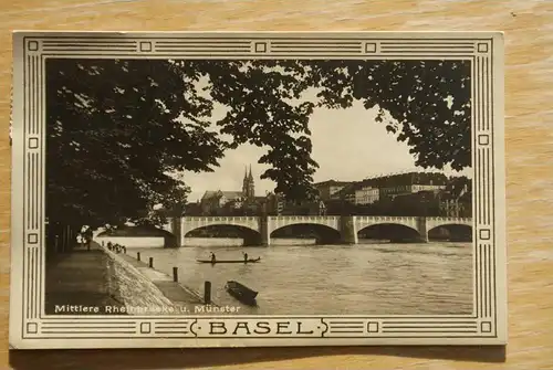 CH 4000 BASEL BS, Mittlere Rheinbrücke mit Münster