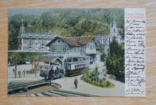 CH 6354 VITZNAU , Bahnhof-Station Vitznau / Rigibahn, 1904 - Schmalspurbahn, minimale  Farbfehler, Serie 47 Off. AK No.2