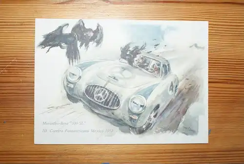 AUTO - RENNEN, Künstlerkarte - Mercedes - Benz 300 SL, Carrera Panamericana Mexico, 1955 1952