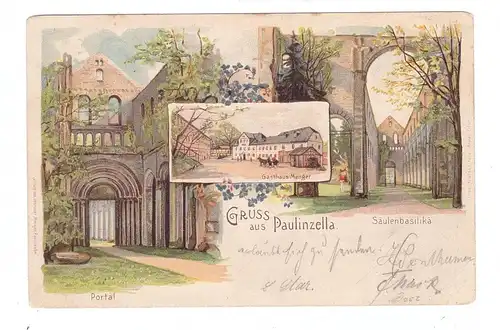 0-6824 KÖNIGSEE - PAULINZELLA, Kloster, Lithographie 1899, Gathaus Menger, Portal, Säulenbasilika