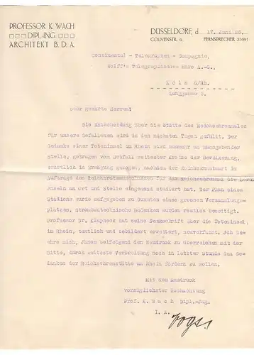 6223 LORCH, Das Reichsehrenmal für unsere Gefallenen, erw. Neudruck 1926 mit Begleitschreiben von Architekt Prof. Wach