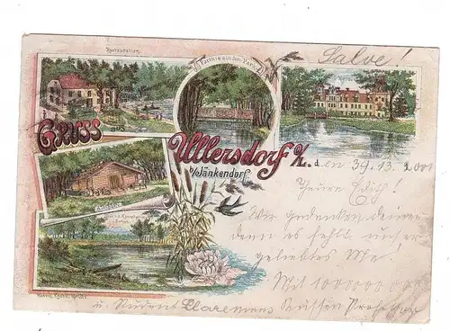 0-8921 JÄNKENDORF - ULLERSDORF, Lithographie 1899, Restauration, Schloss, Park....