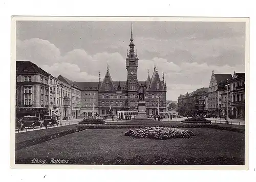 WESTPREUSSEN - ELBING / ELBLAG, Rathaus und Umgebung, Oldtimer, Strassenbahn