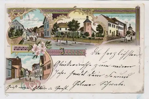 0-5820 BAD LANGENSALZA - ILLEBEN, Lithographie Gastwirtschaft Möller, Herrnstrasse, Schule & Kirche, kl. Druckstellen