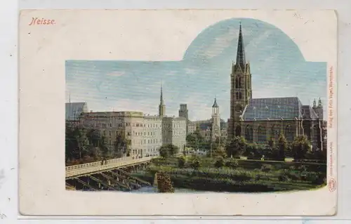 OBER-SCHLESIEN - NEISSE / NYSA, Garnisonskirche und Umgebung, ca. 1905