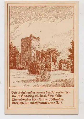 OBER - SCHLESIEN - CHUDOW (Gleiwitz), Ruine, Künstler-Karte W. Lenz