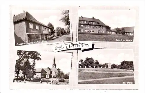 2909 BÖSEL, Geschäftshaus Gründing, Schule, Dorfansicht, Ehrenmal