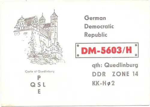 0-4300 QUEDLINBURG, QSL-Karte