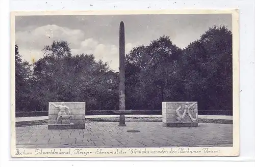 4630 BOCHUM, Schwertdenkmal, Krieger-Ehrenmal der Werkskameraden des Bochumer Vereins, 1938