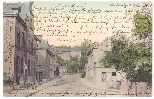 0-5322 BAD SULZA, Blick nach dem Kurhaus, 1905, color, Eckknick