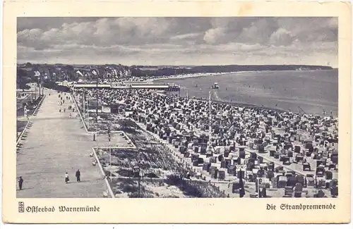 0-2500 ROSTOCK -WARNEMÜNDE, Strandpromenade, 1941, NS-Beflaggung