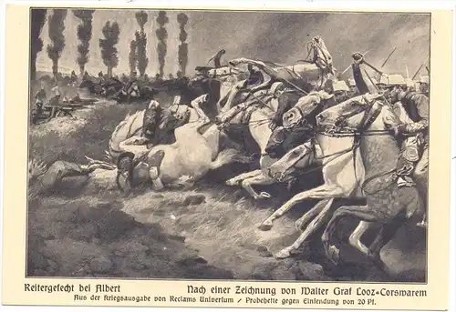 F 80300 ALBERT, 1.Weltkrieg, Reitergefecht bei Albert, Künstler-Karte