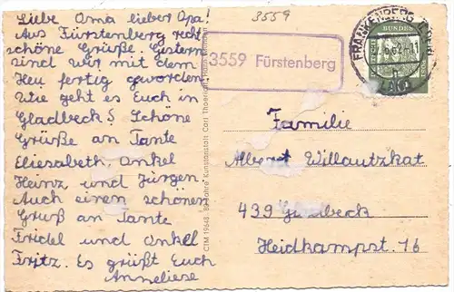 3559 LICHTENBERG - FÜRSTENBERG, Landpoststempel, 1962
