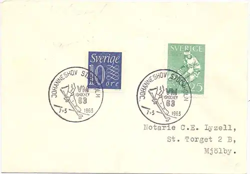 SPORT - EISHOCKEY - Sonderstempel Johanneshov, Eishockey-WM 1963, Stockholm