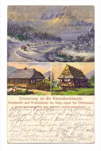 UKRAINE - ÖKÖRMEZÖ / MISCHHIRJA, 1.Weltkrieg, Karpathenkämpfe, Nagy-Agtal, deutsche Feldpost, 1915