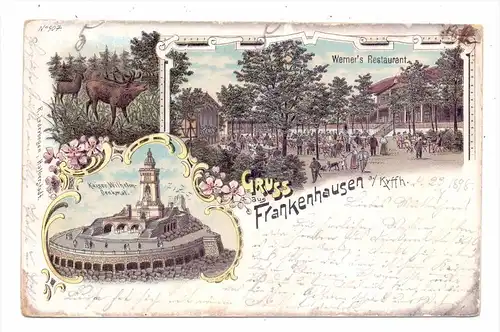 0-4732 BAD FRANKENHAUSEN, Gruss aus.. Lithographie, Werner´s Restaurant, 1898