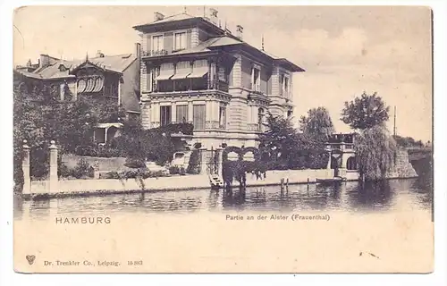 2000 HAMBURG - HARVESTEHUDE, Frauenthal, Partie an der Alster, 1915