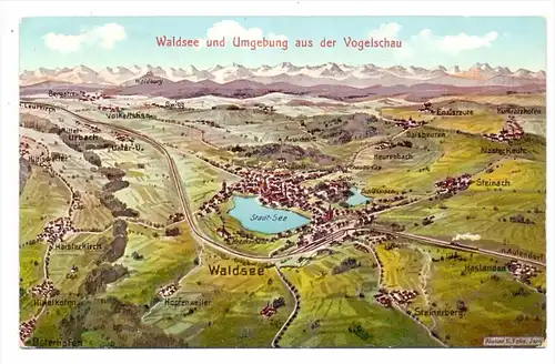 7967 BAD WALDSEE, Waldsee und Umgebung, Künstler-AK Felle, 1916