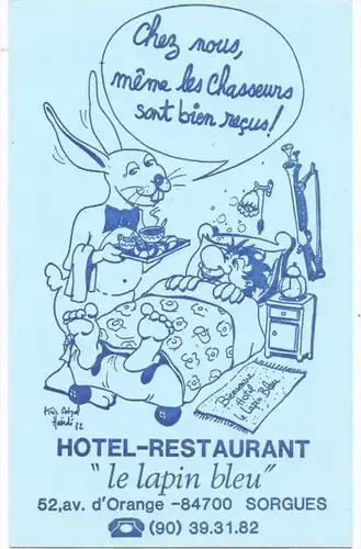 F 84700 SORGUES, Hotel Restaurant "le lapin bleu" Humor
