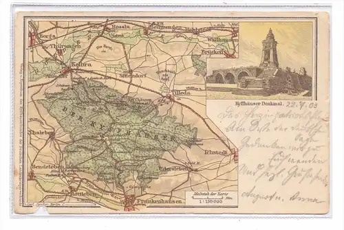 0-4712 KYFFHÄUSER mit Umgebungslandkarte, 1903, Randmangel