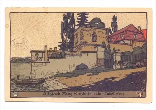 CH 6300 ZUG ZG, Altstadt, Kastell an der Seelikon, Steindruck, 1915