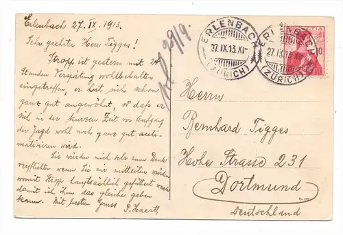 CH 8703 ERLENBACH ZH, Photo-AK, 1913, Einzelhaus