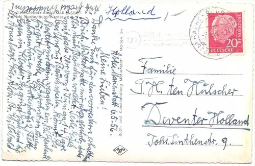5238 HACHENBURG - MARIENSTATT, Zisterzienser-Abtei, Lamdpoststempel, 1956