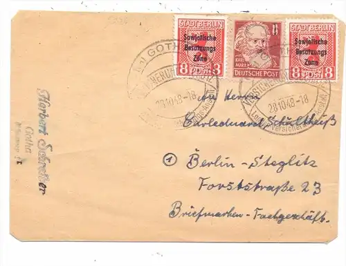 SBZ - 1948, Michel 202 (2) und 214, Brief von Gotha nach Berlin-Steglitz