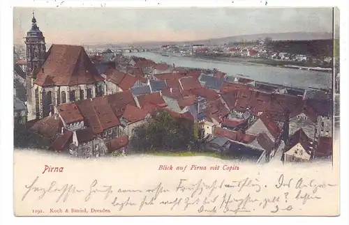 0-8300 PIRNA, Blick auf Pirna mit Copitz, 1901