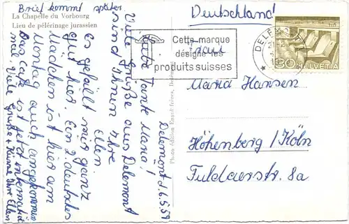 CH 2800 DELEMONT / DELSBERG JU, Vorbourg Kapelle