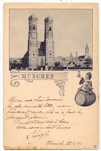 8000 MÜNCHEN, Frauenkirche, frühe Karte, 1899 befördert
