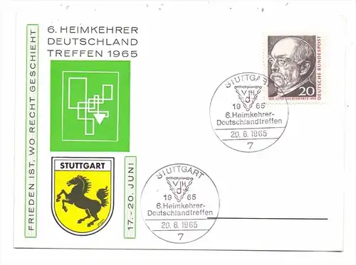 7000 STUTTGART, 6. Heimkehrer-Treffen, 1965, Sonder-AK