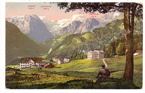 CH 8784 BRAUNWALD GL, Sanatorium & Hotel Pension Niederschlacht, 1923, Ecken leicht berieben