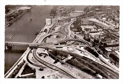 6800 MANNHEIM, Auffahrt zur Rheinbrücke, Luftaufnahme