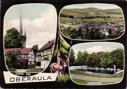 6435 OBERAULA, Schwimmbad, Ortspartie, Panorama, 196...