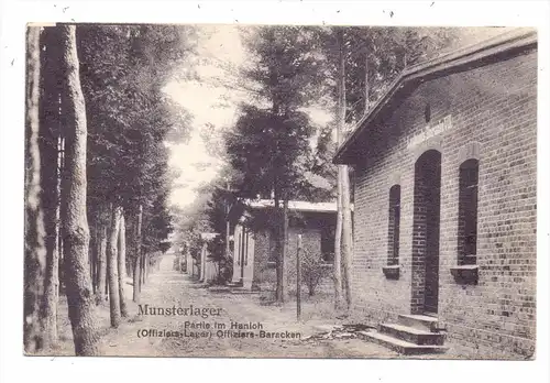3042 MUNSTER, Munsterlager, Partie im Hanloh, Offiziers-Baracken, 1910