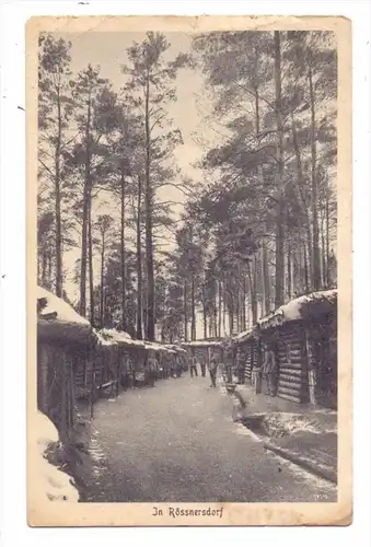 MILITÄR - 1.Weltkrieg, "In Rössnersdorf", Barackensiedlung im Wald, 1916, deutsche Feldpost, Einriss