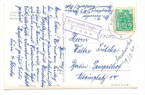 0-9700 AUERBACH - BRUNN, Postgeschichte, Landpoststempel 1961
