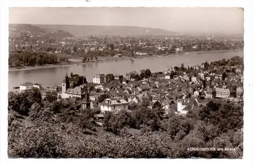 5330 KÖNIGSWINTER, Ortsansicht mit Rhein und Blick auf Godesberg, 1958