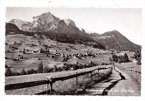 CH 9658 WILDHAUS, Ortsansicht mit Säntis & Schafberg, 1957