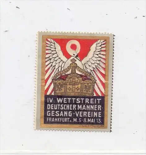 6000 FRANKFURT, Vignette, IV. Wettstreit Deutscher Männer-Gésang-Vereine, 1913