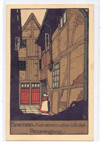 2800 BREMEN, Brunnengang, Aus einem alten Winkel, Steindruck, 1932
