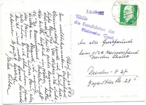 0-2255 HERINGSDORF, Konzertplatz, Stempel "Wähle die Kandidaten der nationalen Front", 1963