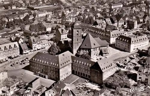 5900 SIEGEN, Rathaus, Nicolaikirche, Luftaufnahme, 1955