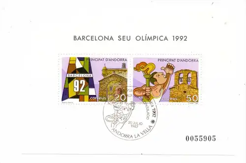 ANDORRA - span., Block 2, Olympia 1992 Barcelona, gestempelt